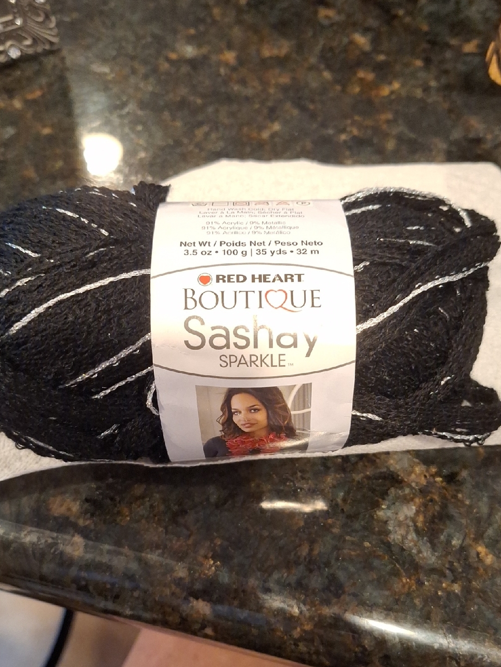 Red Heart Boutique Sashay Sparkle Yarn - Black And Silver.  3 Available